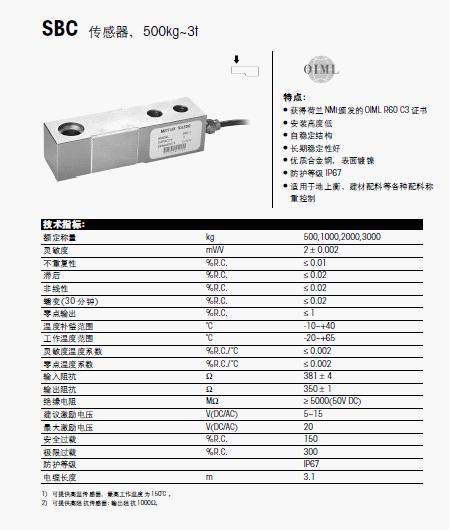 托利多SBC-2t稱(chēng)重傳感器